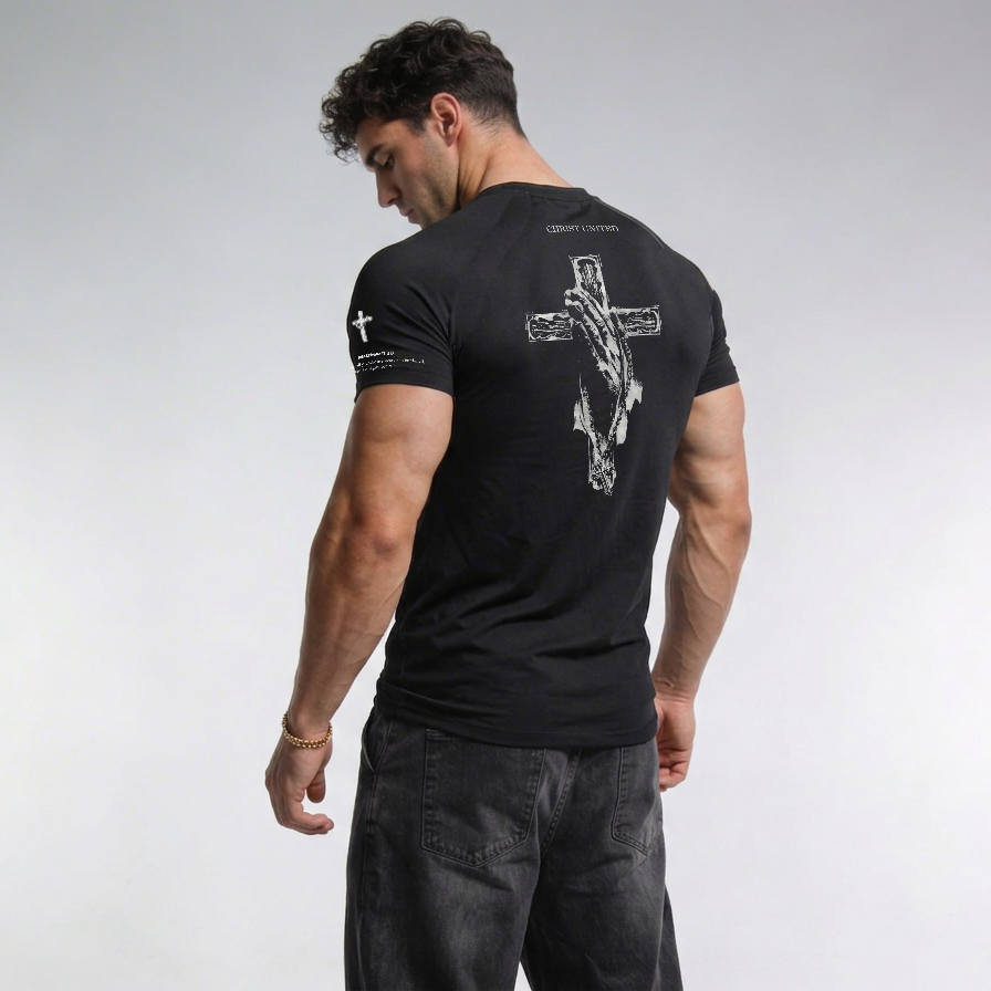 MATTHEW 11:28 'WEARY NO MORE' PERFORMANCE TOP — Christ United faith-forward streetwear, UK