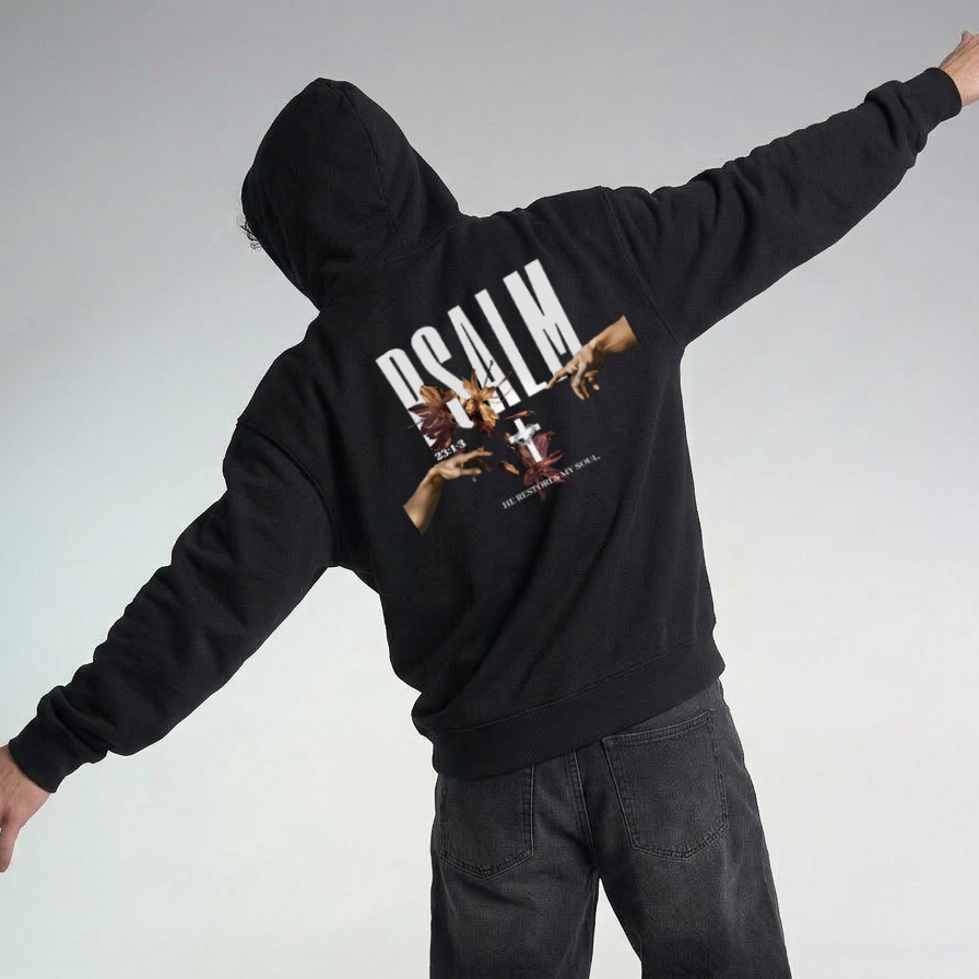 PSALM 23:1 "RESTORATION" HOODIE — Christ United faith-forward streetwear, UK