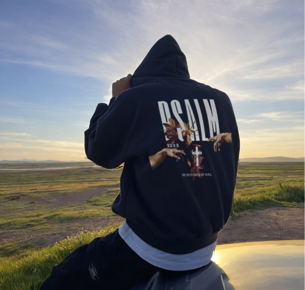 PSALM 23:1 "RESTORATION" HOODIE — Christ United faith-forward streetwear, UK