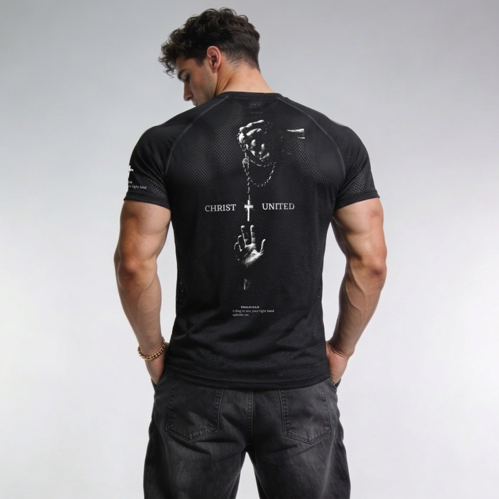 PSALM 63:8 'NEVER LET GO' PERFORMANCE TOP — Christ United faith-forward streetwear, UK
