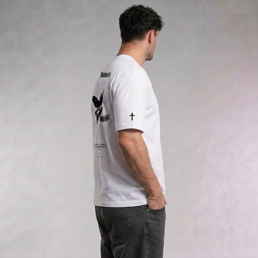 Matthew 5:9 "PEACEMAKERS" White T-Shirt — Christ United faith-forward streetwear, UK