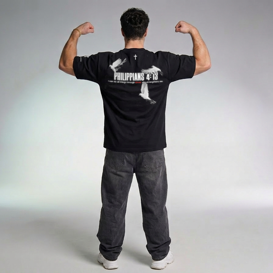 PHILIPPIANS 4:13 'GODS STRENGTH' Tee — Christ United faith-forward streetwear, UK